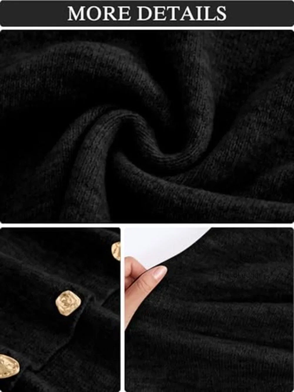 Oversized Cropped Cardigan Sweater Women Open Front Gold Button Knit